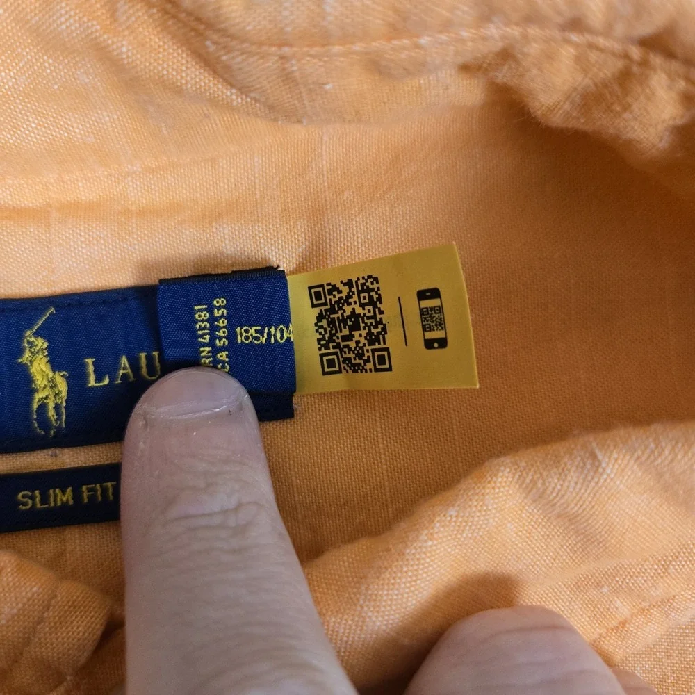 Polo Ralph Lauren Button Down Shirt Mens XL Orange Long Sleeve Flesh Pony Cotton